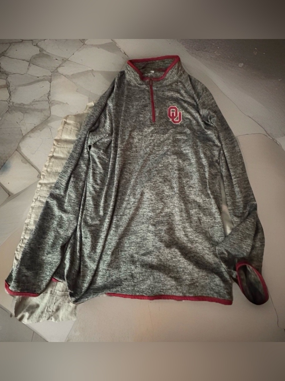 Colosseum Oklahoma Sooners 1/4 Zip Pullover Gray Red Mens XL Performance